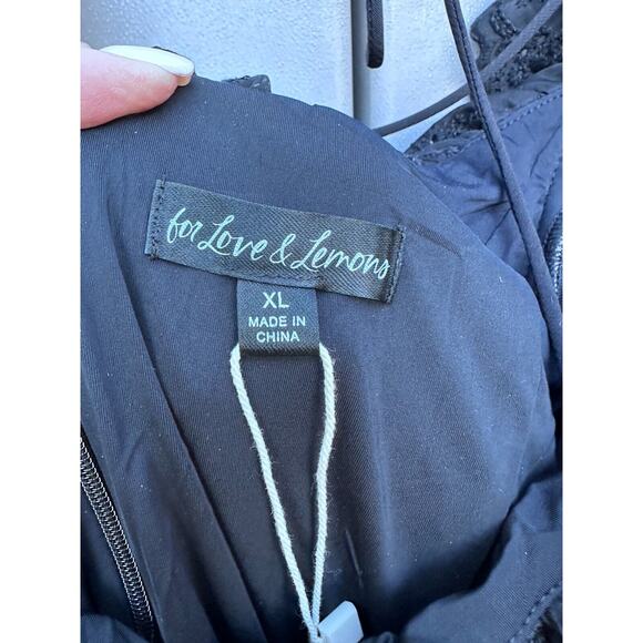 For Love & Lemons Yara Floral Mini Fairy Whimsigoth Velvet Babydoll Dress Sz XL - Picture 14 of 16